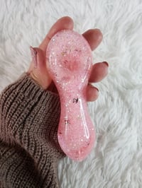 Image 1 of Designer Girly Freezable Pink Glitter Glass Pipe  