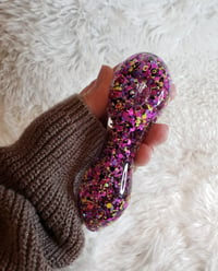 Image 1 of  Pink Girly Glitter Glass Pipe  Color Changing Pipe