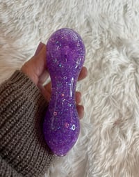 Image 1 of Lavender Girly Glitter Glass Pipe  Color Changing Pipe