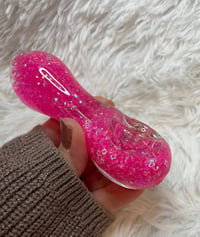 Image 1 of  Girly Barbie Pink Freezable Glitter Glass Pipe   