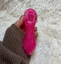 Image 2 of Barbie Pink Glitter Glass Pipe