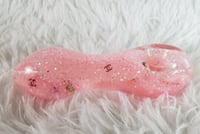 Image 3 of Designer Girly Freezable Pink Glitter Glass Pipe  