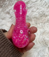 Image 3 of  Girly Barbie Pink Freezable Glitter Glass Pipe   