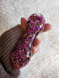 Image 3 of  Pink Girly Glitter Glass Pipe  Color Changing Pipe