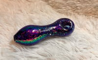 Image 4 of Blue Color-Shift Freezable Glitter Glass Pipe   