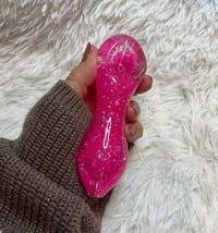 Image 4 of  Girly Barbie Pink Freezable Glitter Glass Pipe   