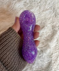 Image 5 of Lavender Girly Glitter Glass Pipe  Color Changing Pipe