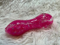 Image 5 of  Girly Barbie Pink Freezable Glitter Glass Pipe   