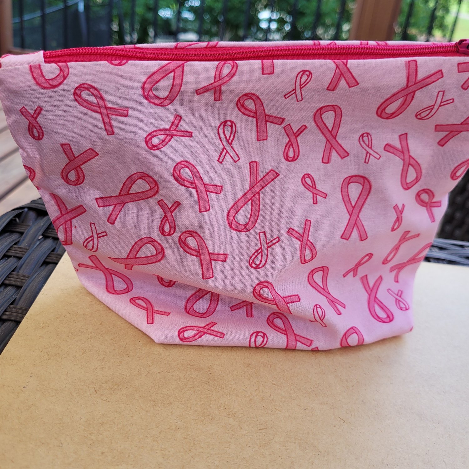Image of Breast Cancer Ribbon Cosmetic Pouch