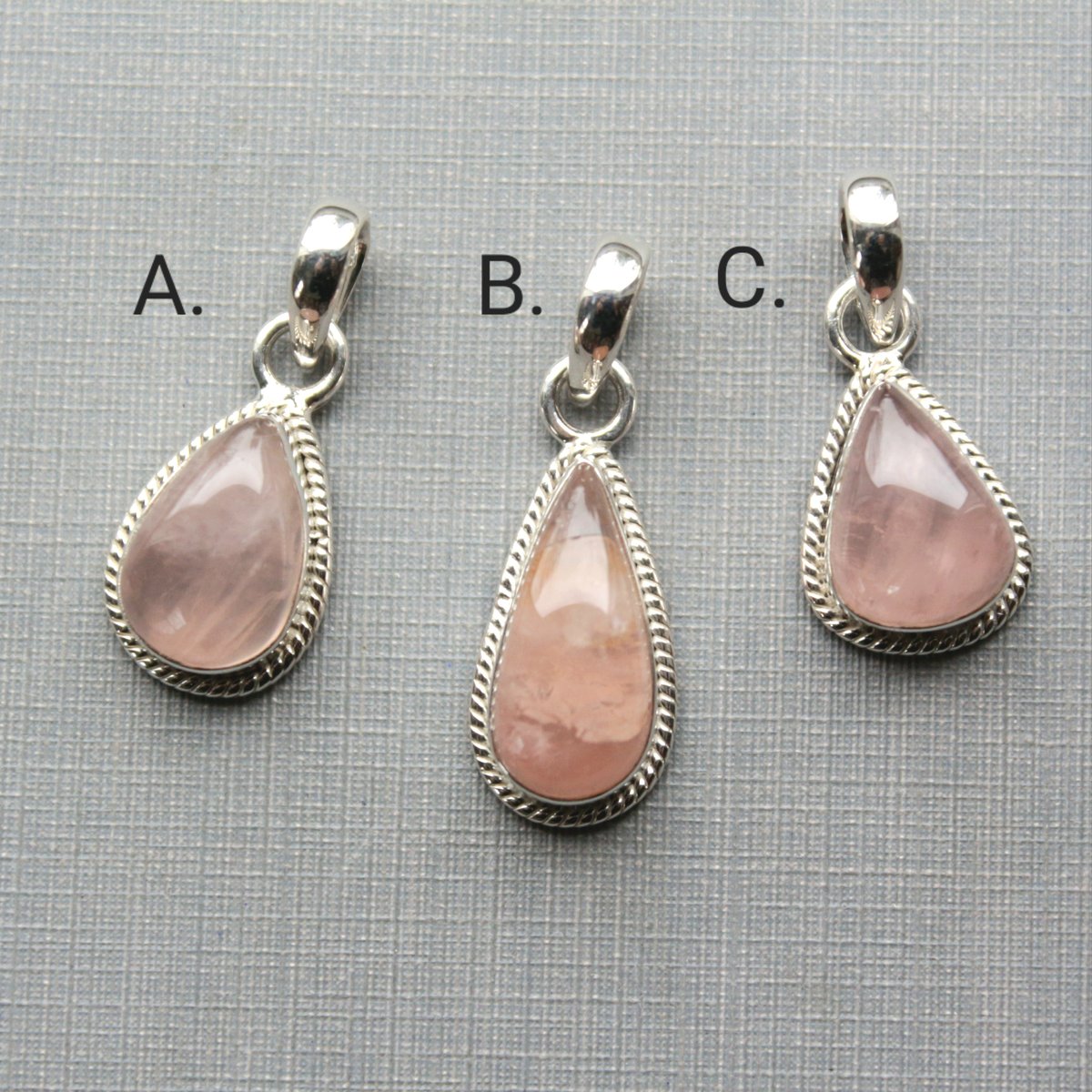 Image of Sincerely - Rose Quartz Pendants in Sterling Silver