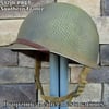 WWII M1 Fixed bale 517th PRCT Airborne Helmet & Liner Shrimp Netting, Paratrooper Front Seam