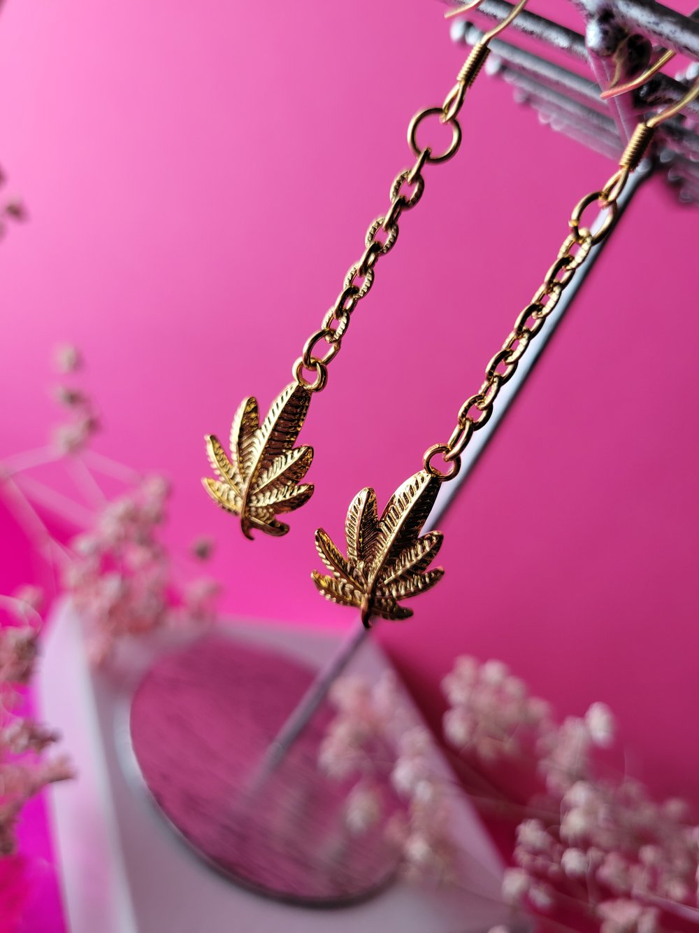 Image of "Royal" Hemp Leaf Earrings