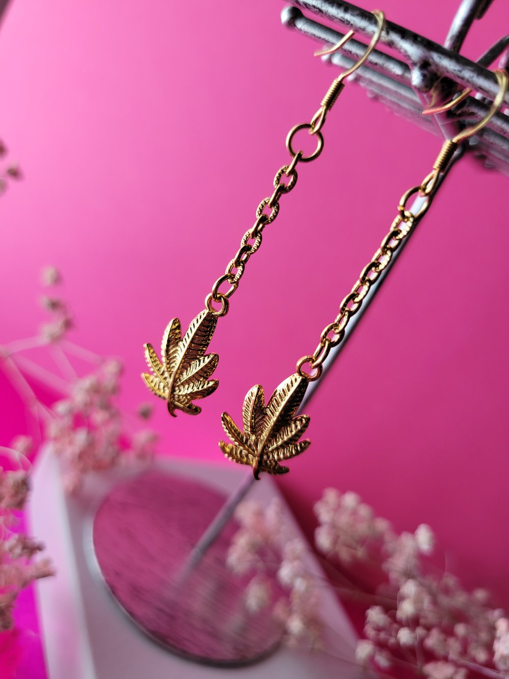 Image of "Royal" Hemp Leaf Earrings 