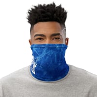 Image 3 of Just Ice Calligraphy Neck Gaiter (Blue)