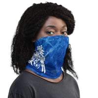 Image 5 of Just Ice Calligraphy Neck Gaiter (Blue)