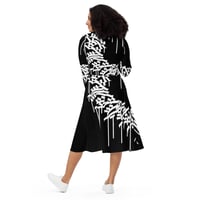 Image 2 of All-over print long sleeve midi dress Synapse Radial Justice Drips