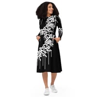 Image 3 of All-over print long sleeve midi dress Synapse Radial Justice Drips