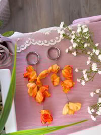 Image 1 of Oversized Orange Flower Dangles (Silver)