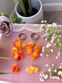 Image 3 of Oversized Orange Flower Dangles (Silver)