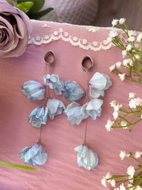 Image 2 of Oversized Blue Flower Dangles (Silver)