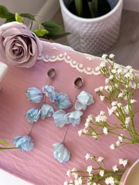 Image 4 of Oversized Blue Flower Dangles (Silver)