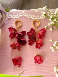 Image 4 of Oversized Burgundy Flower Dangles (Gold)