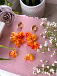 Image 1 of Oversized Orange Flower Dangles (Gold)
