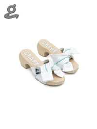 Image 1 of White Sleeve Wooden Sandals 