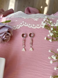 Image 2 of Rose Quartz Lily Drops (Silver)