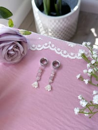 Image 1 of Rose Quartz Lily Drops (Silver)