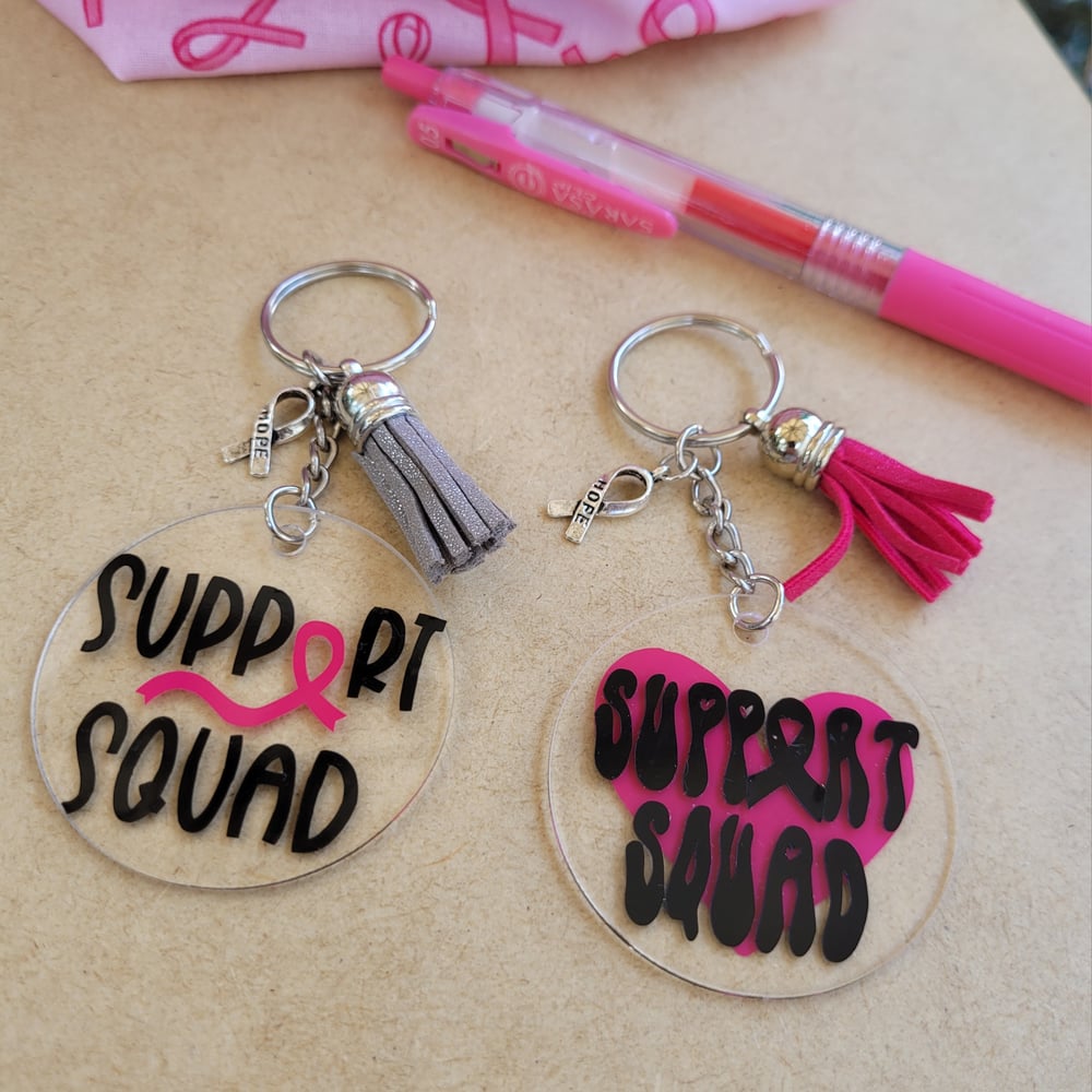 Image of Breast Cancer Support Squad Keychains (Set of 2)