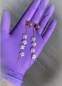 Image 2 of Long Flower Tassel Dangles (Gold)
