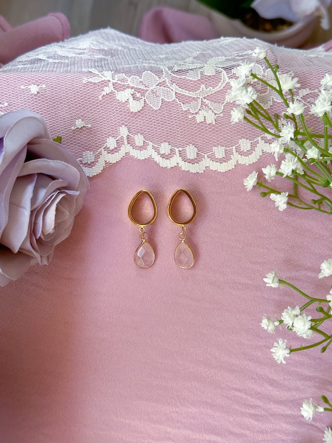 Rose Quartz Angel Tears (Gold) Luna Lure Jewelry