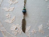 Image 1 of Feather Pendant Necklace on 24" Chain