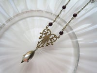 Image 1 of Art Nouveau Pearl Drop Pendant on 18" Chain