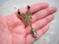 Image 2 of Art Nouveau Pearl Drop Pendant on 18" Chain