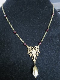 Image 3 of Art Nouveau Pearl Drop Pendant on 18" Chain
