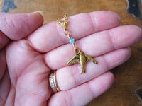 Image 2 of Victorian Soaring Swallow Sweetheart Pendant on 18" Chain 