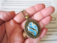 Image 2 of Abstract Florals Cabochon Pendant on 22" Chain