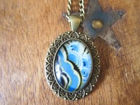 Image 3 of Abstract Florals Cabochon Pendant on 22" Chain