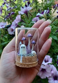 Image 1 of Ghost Terrarium With Purple Mushrooms