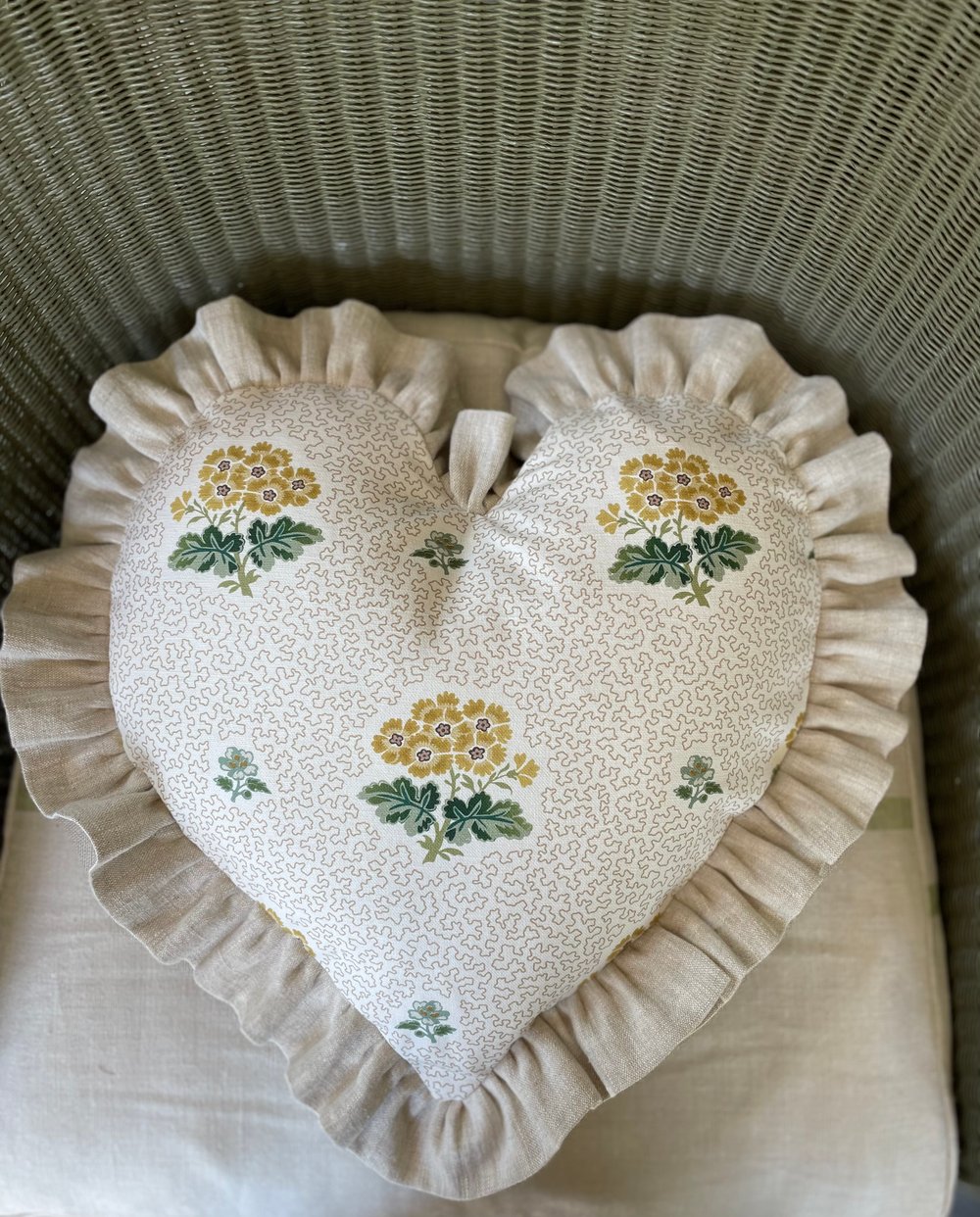 Image of Primula Heart Cushion - Gold/Yellow