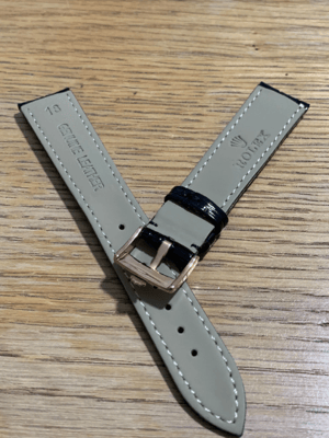 Image of ROLEX top quality 18mm genuine leather gents watch strap bracelet band rose gold buckle new