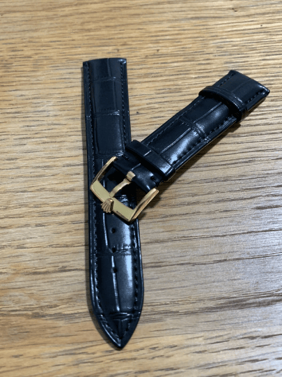 Image of ROLEX top quality 20mm genuine leather gents watch strap bracelet band gold plated buckle,newo