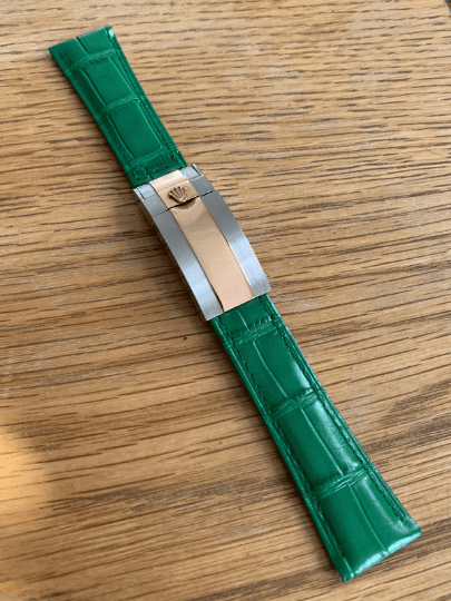 Image of ROLEX top quality 20mm genuine leather gents watch strap bracelet band 2/tone,new