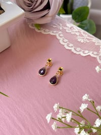 Image 2 of Deep Purple Glass Angel Tears (Gold)