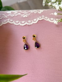 Image 1 of Deep Purple Glass Angel Tears (Gold)