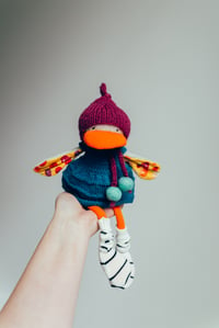 Image 1 of Lucky - Wool Filled Sculpted Sock Duck with removable knits and socks