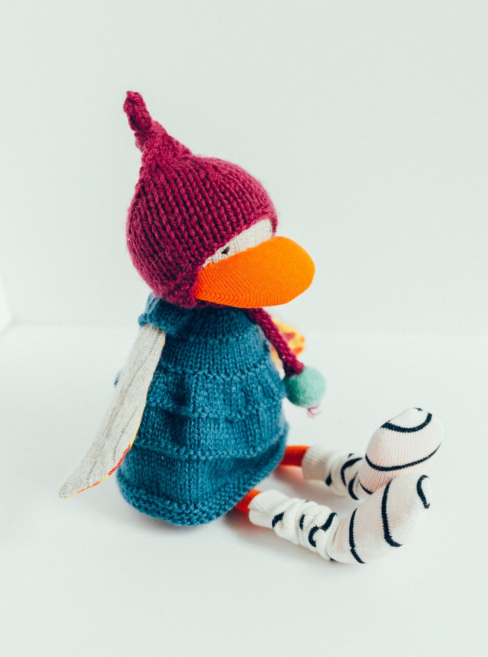 Image of Lucky - Wool Filled Sculpted Sock Duck with removable knits and socks