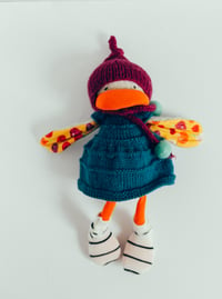 Image 3 of Lucky - Wool Filled Sculpted Sock Duck with removable knits and socks